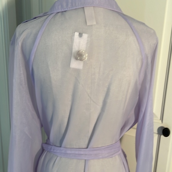 Anthropologie DOLAN Sheer Tulle Trench Coat NEW size LARGE Lavender - Picture 8 of 10